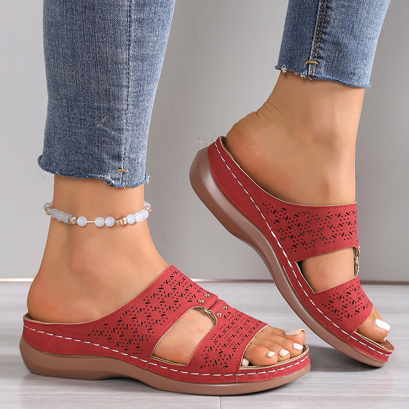 🔥Last Day Promotion 50%🔥New Summer Hollow Breathable Sandals for Women, Comfortable Flat Slip-Ons