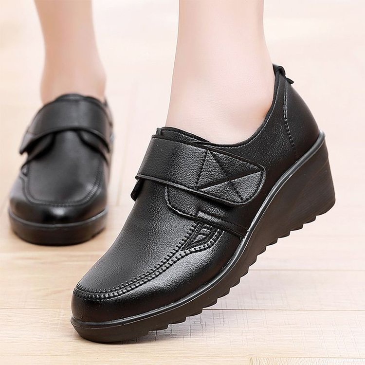 🔥Mega Sale - Buy Now & Save 50% OFF🔥Comfortable Leather Wedge Shoes with Secure Velcro Strap for All-Day Comfort
