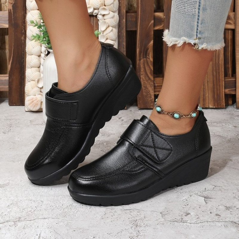 🔥Mega Sale - Buy Now & Save 50% OFF🔥Comfortable Leather Wedge Shoes with Secure Velcro Strap for All-Day Comfort