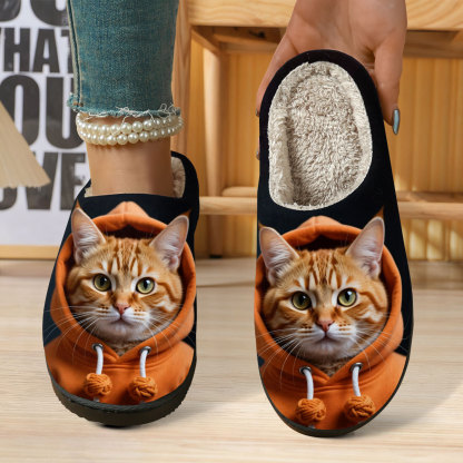 🔥Mega Sale - Buy Now & Save 50% OFF🔥Soft and comfortable slip-on non-slip slippers with an orange cat print.