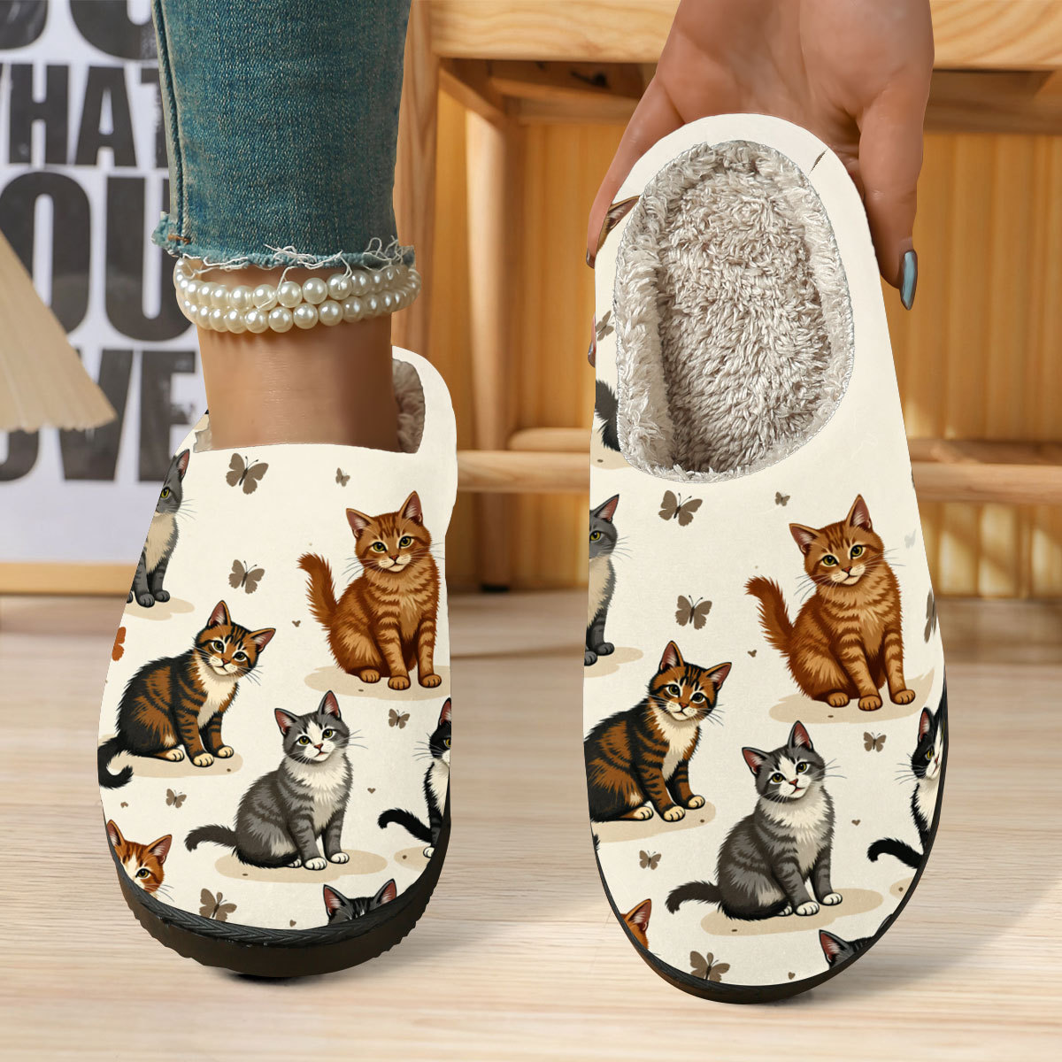 🔥Mega Sale - Buy Now & Save 50% OFF🔥Women's Soft Cozy Cat Print Non-Slip Slip-On Slippers