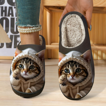 🔥Mega Sale - Buy Now & Save 50% OFF🔥Women's Soft Cozy 3D Cat Print Non-Slip Slip-On Slippers