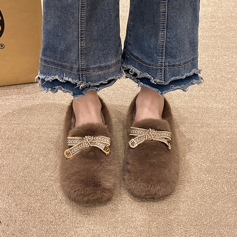 🔥LAST DAY 50% OFF --- Women's Winter Bow-Tie Fleece Loafers