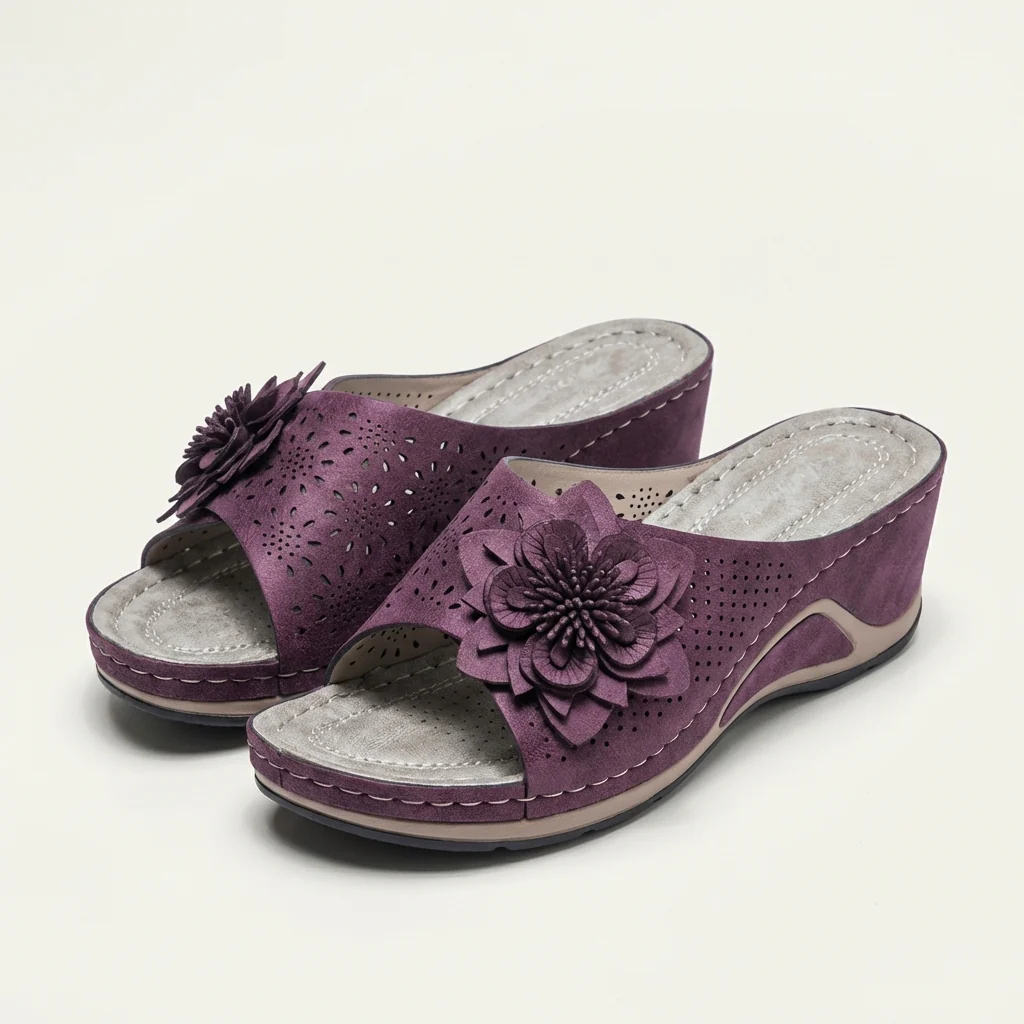 🔥Last Day Promotion 50% OFF - Flower-decorated orthopedic wedge sandals
