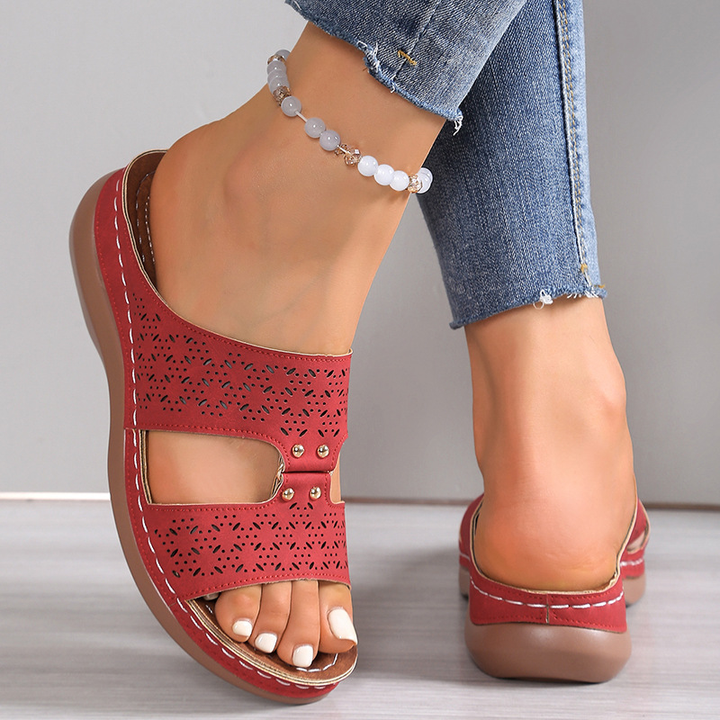 🔥Last Day Promotion 50%🔥New Summer Hollow Breathable Sandals for Women, Comfortable Flat Slip-Ons