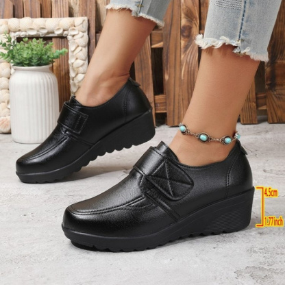 🔥Mega Sale - Buy Now & Save 50% OFF🔥Comfortable Leather Wedge Shoes with Secure Velcro Strap for All-Day Comfort