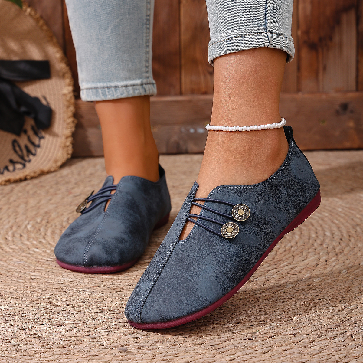 🔥Mega Sale - Buy Now & Save 50% OFF🔥Classic Button Strap Comfort Flats – Casual Slip-On Loafers for Women