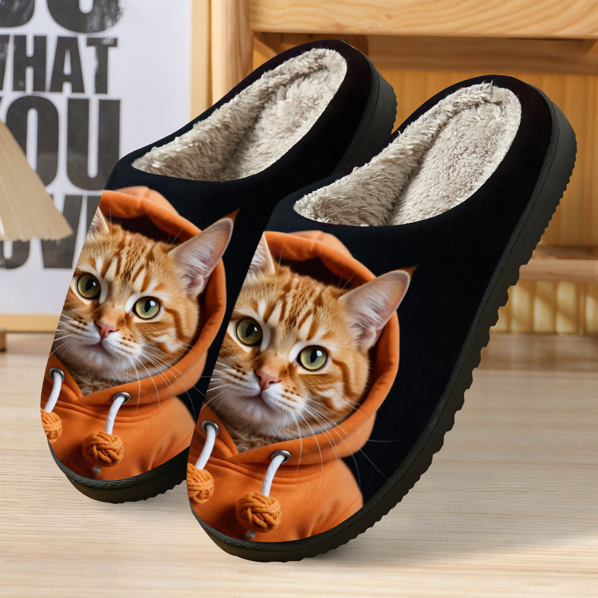 🔥Mega Sale - Buy Now & Save 50% OFF🔥Soft and comfortable slip-on non-slip slippers with an orange cat print.