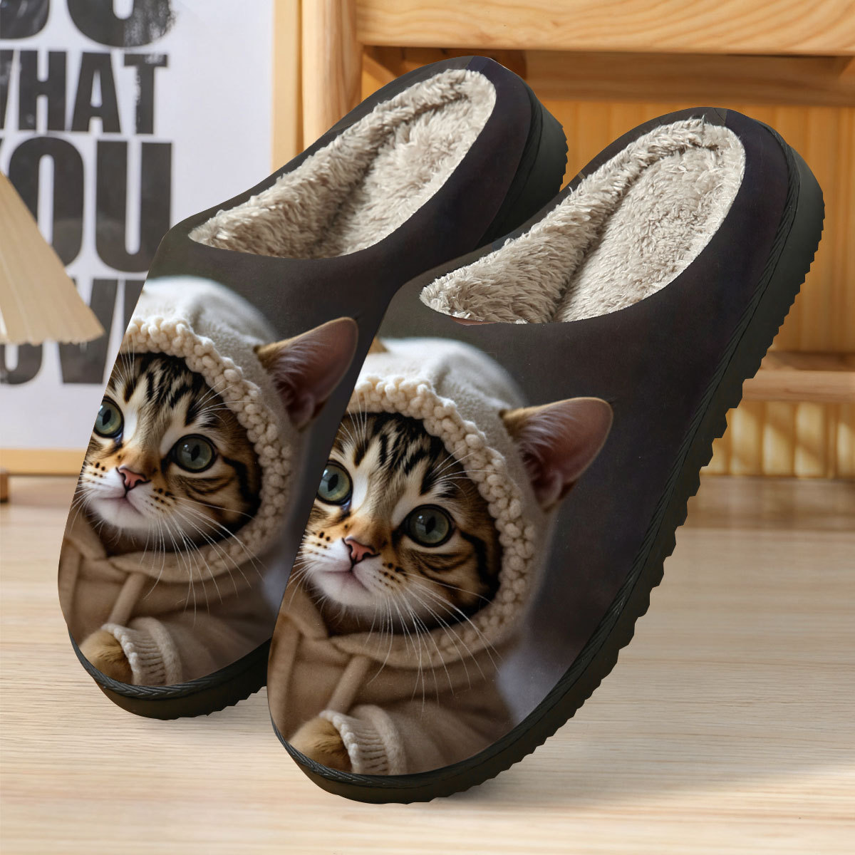 🔥Mega Sale - Buy Now & Save 50% OFF🔥Women's Soft Cozy 3D Cat Print Non-Slip Slip-On Slippers