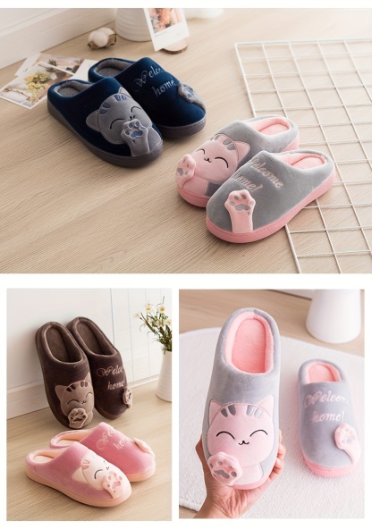 🔥Last Day Promotion 50% OFF - Cute cat-themed indoor slippers for winter