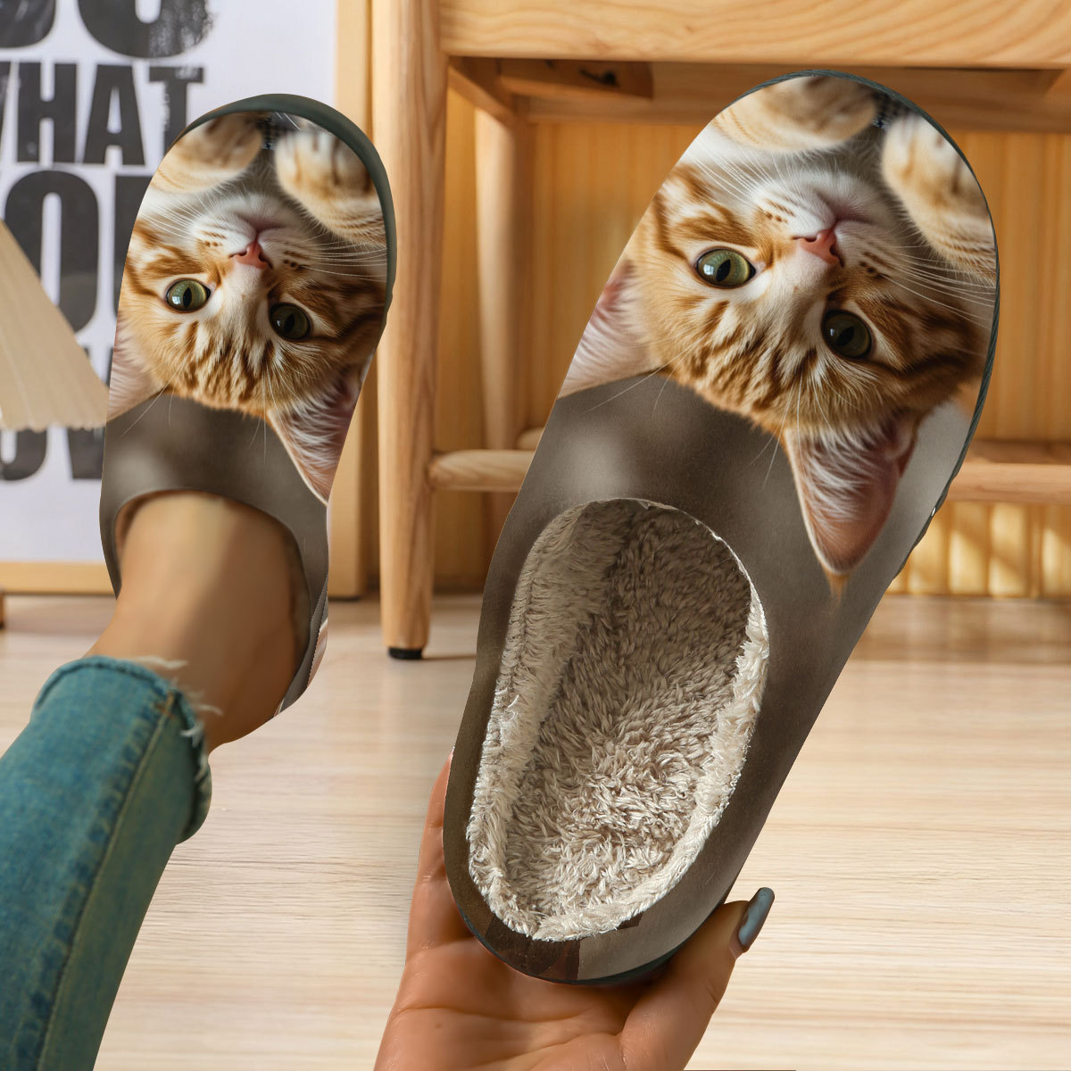 🔥Mega Sale - Buy Now & Save 50% OFF🔥Women's Soft Cozy 3D Cat Print Non-Slip Slip-On Slippers