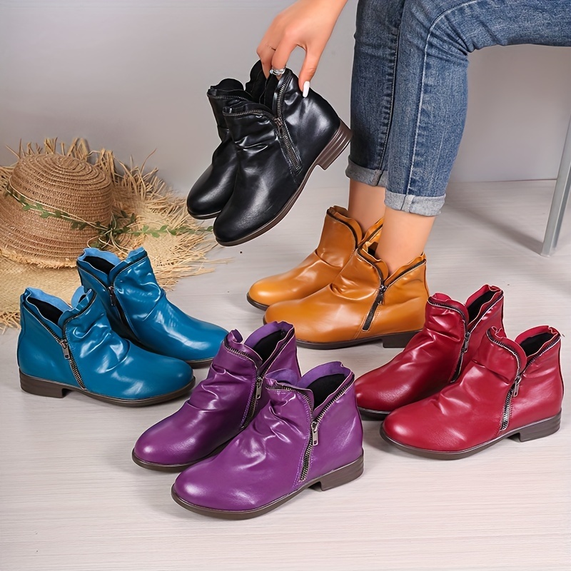 🔥Mega Sale - Buy Now & Save 50% OFF🔥Women's Comfortable Round-Toe Double-Zipper Combat Boots