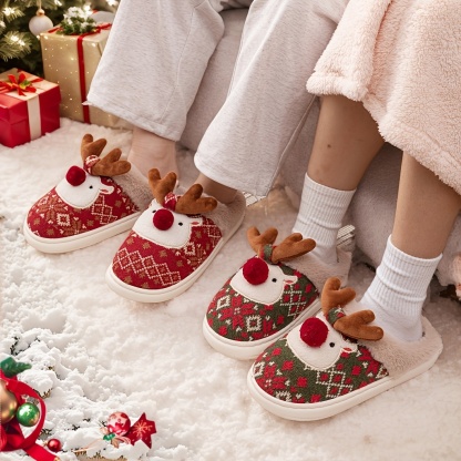 🔥Last Day Promotion 50% OFF - Christmas Reindeer Warm and Comfortable Round-Toe Slippers