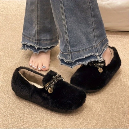 🔥LAST DAY 50% OFF --- Women's Winter Bow-Tie Fleece Loafers
