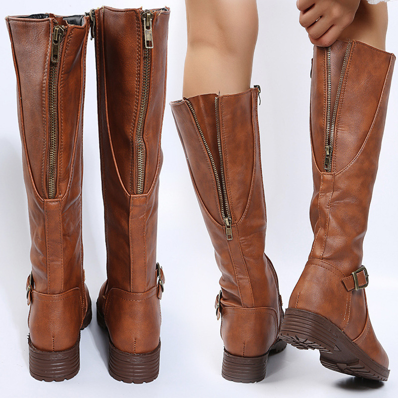 ⏰Last Day! 50% OFF 🔥Zippered low-heeled European and American style riding boots, long women's boots