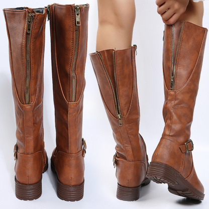 ⏰Last Day! 50% OFF 🔥Zippered low-heeled European and American style riding boots, long women's boots