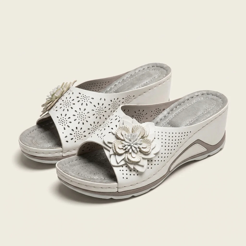 🔥Last Day Promotion 50% OFF - Flower-decorated orthopedic wedge sandals