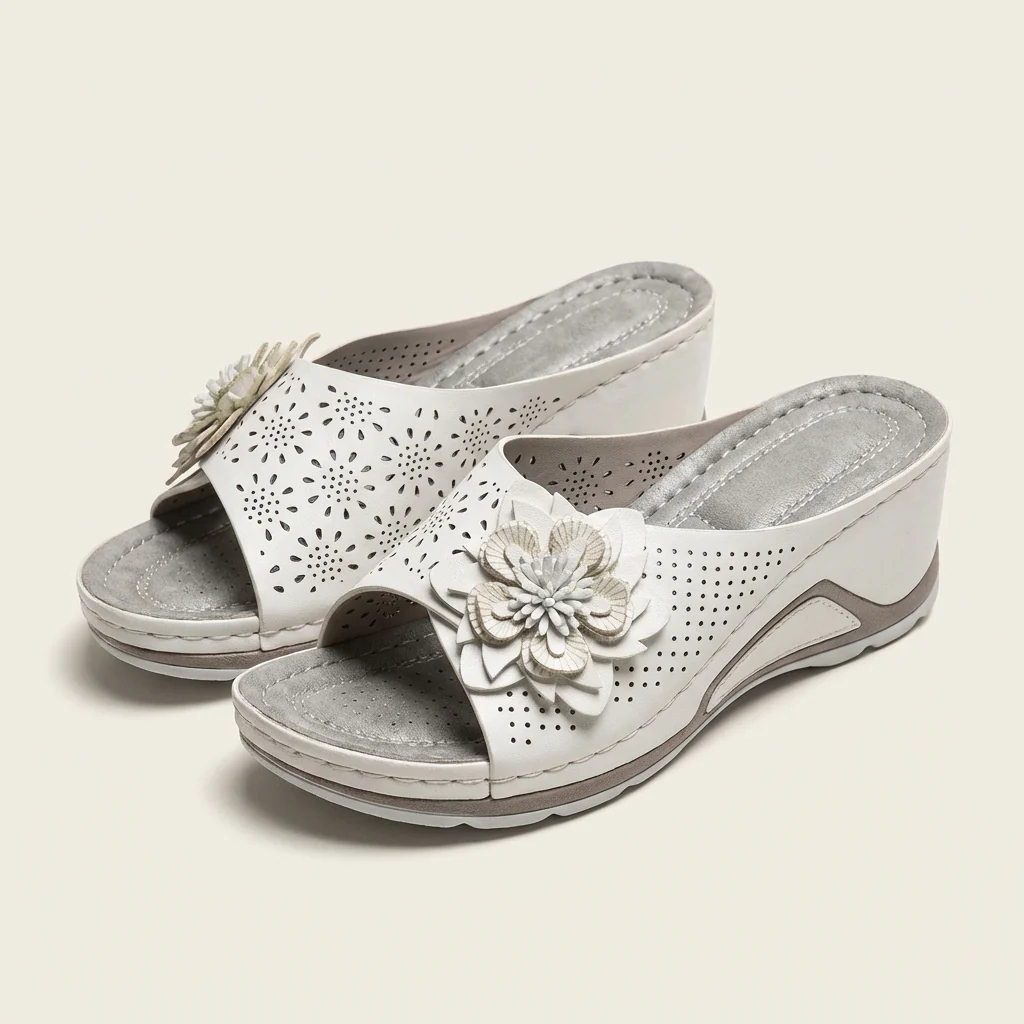 🔥Last Day Promotion 50% OFF - Flower-decorated orthopedic wedge sandals