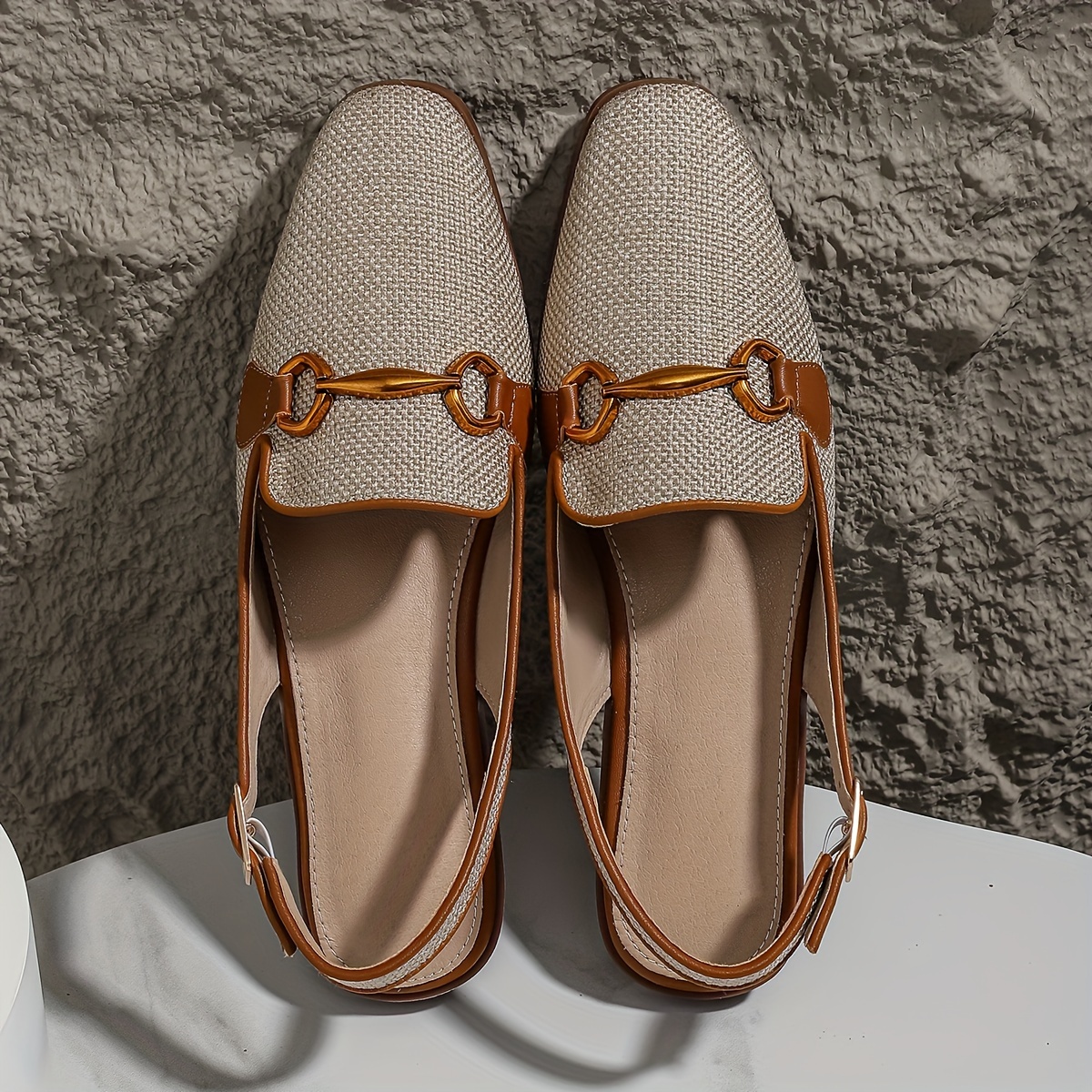 🔥Last Day Promotion 50% OFF🔥Women's casual brown low-heeled flat sandals with metal buckle