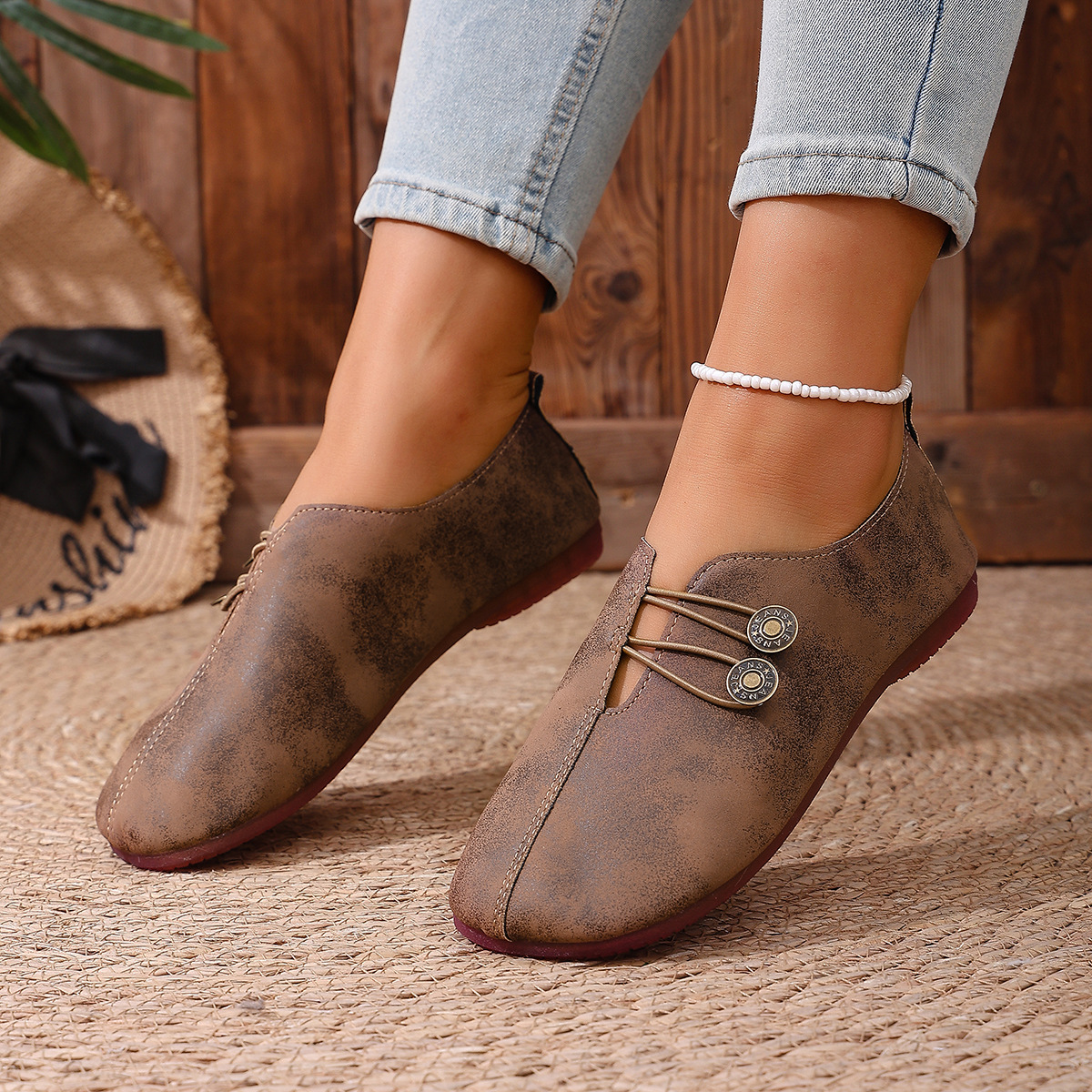 🔥Mega Sale - Buy Now & Save 50% OFF🔥Classic Button Strap Comfort Flats – Casual Slip-On Loafers for Women