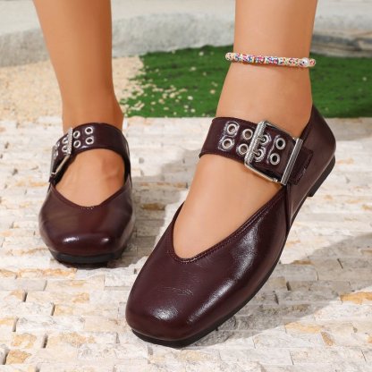 😍Last Day 50% OFF🔥Women’s Retro Mary Jane Flats – Round-Toe Shoes with Statement Buckle
