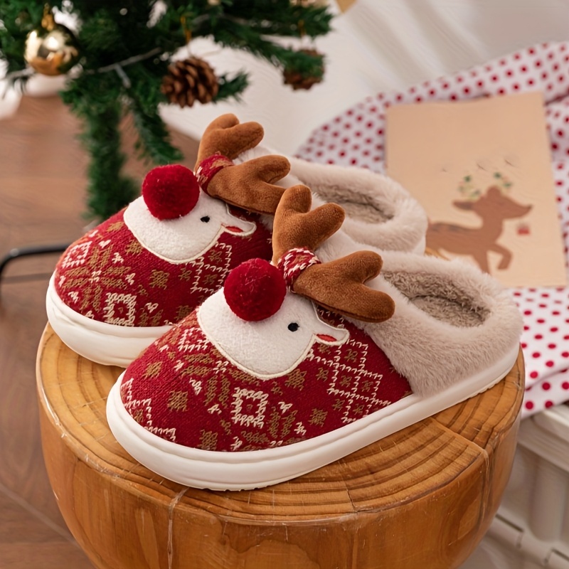 🔥Last Day Promotion 50% OFF - Christmas Reindeer Warm and Comfortable Round-Toe Slippers