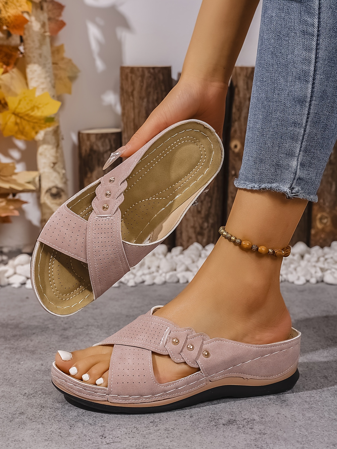 🔥Last Day Promotion 50% OFF - New summer printed mid-heel women's sandals