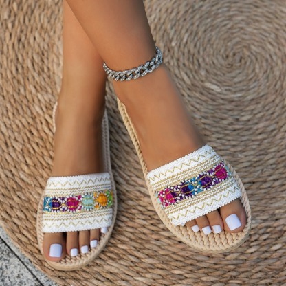 🔥Mega Sale - Buy Now & Save 50% OFF🔥Women's Bohemian Style Platform Sandals – 2026 Summer New Rhinestone Buckle Sandals