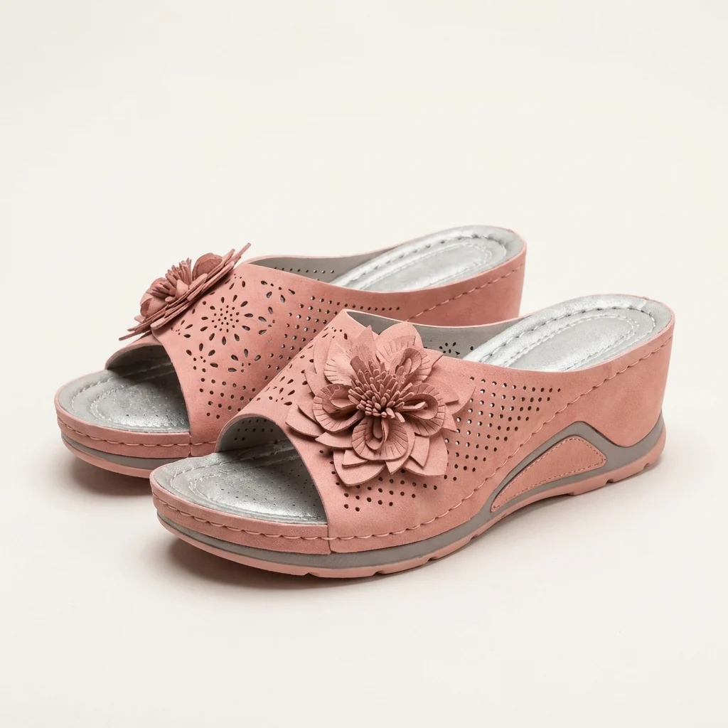 🔥Last Day Promotion 50% OFF - Flower-decorated orthopedic wedge sandals