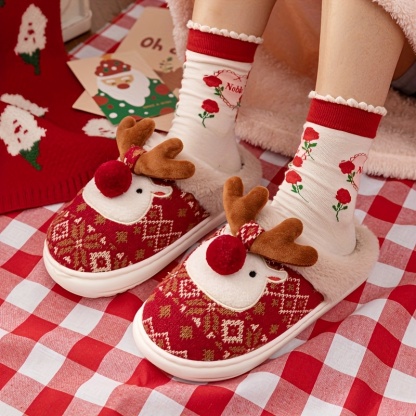 🔥Last Day Promotion 50% OFF - Christmas Reindeer Warm and Comfortable Round-Toe Slippers