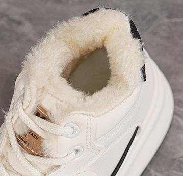 🔥Last Day Promotion 50% OFF --- Women's winter fleece-lined high-top white sneakers