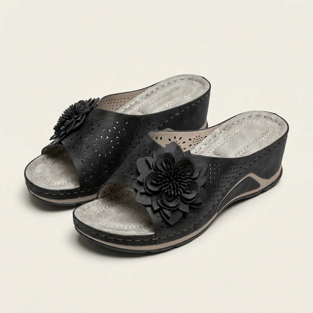 🔥Last Day Promotion 50% OFF - Flower-decorated orthopedic wedge sandals
