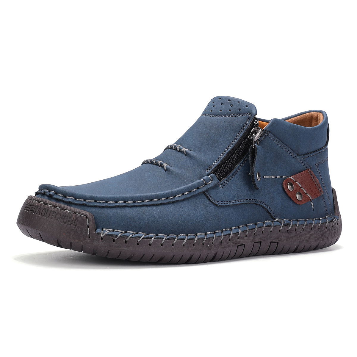⏰Limited Time Sale 50% OFF --- Men’s Handmade Premium Leather Slip-On Driving Boots – Wide Toe, Arch Support