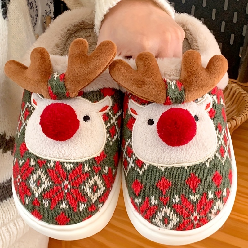 🔥Last Day Promotion 50% OFF - Christmas Reindeer Warm and Comfortable Round-Toe Slippers