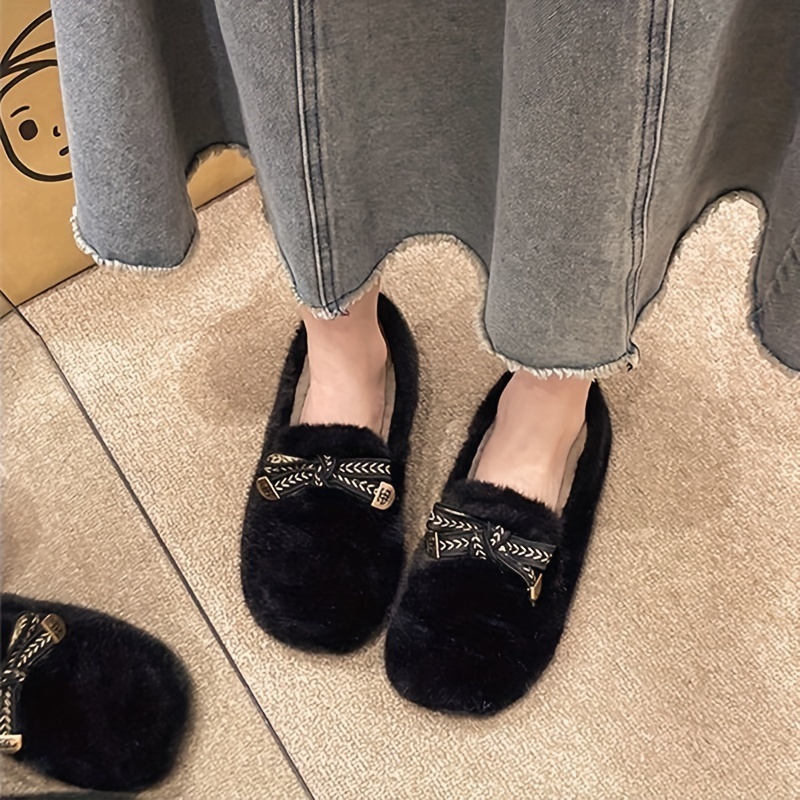 🔥LAST DAY 50% OFF --- Women's Winter Bow-Tie Fleece Loafers