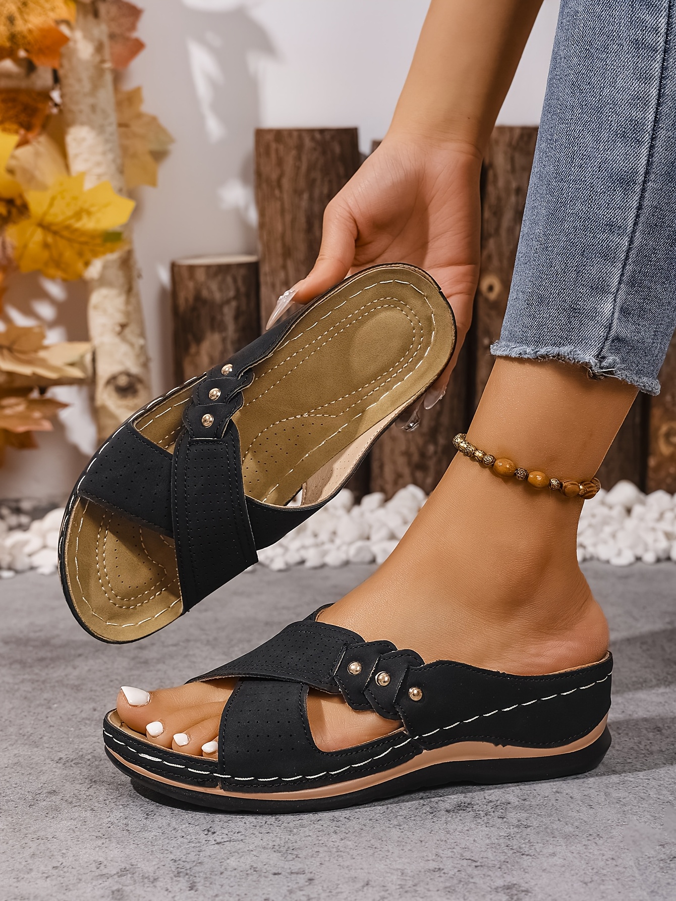 🔥Last Day Promotion 50% OFF - New summer printed mid-heel women's sandals