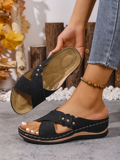 🔥Last Day Promotion 50% OFF - New summer printed mid-heel women's sandals