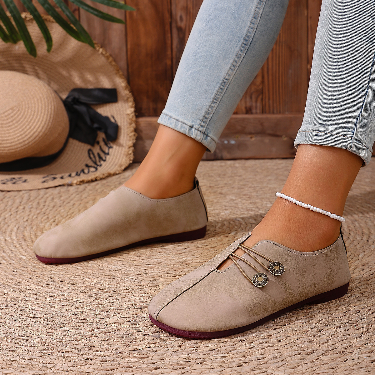 🔥Mega Sale - Buy Now & Save 50% OFF🔥Classic Button Strap Comfort Flats – Casual Slip-On Loafers for Women