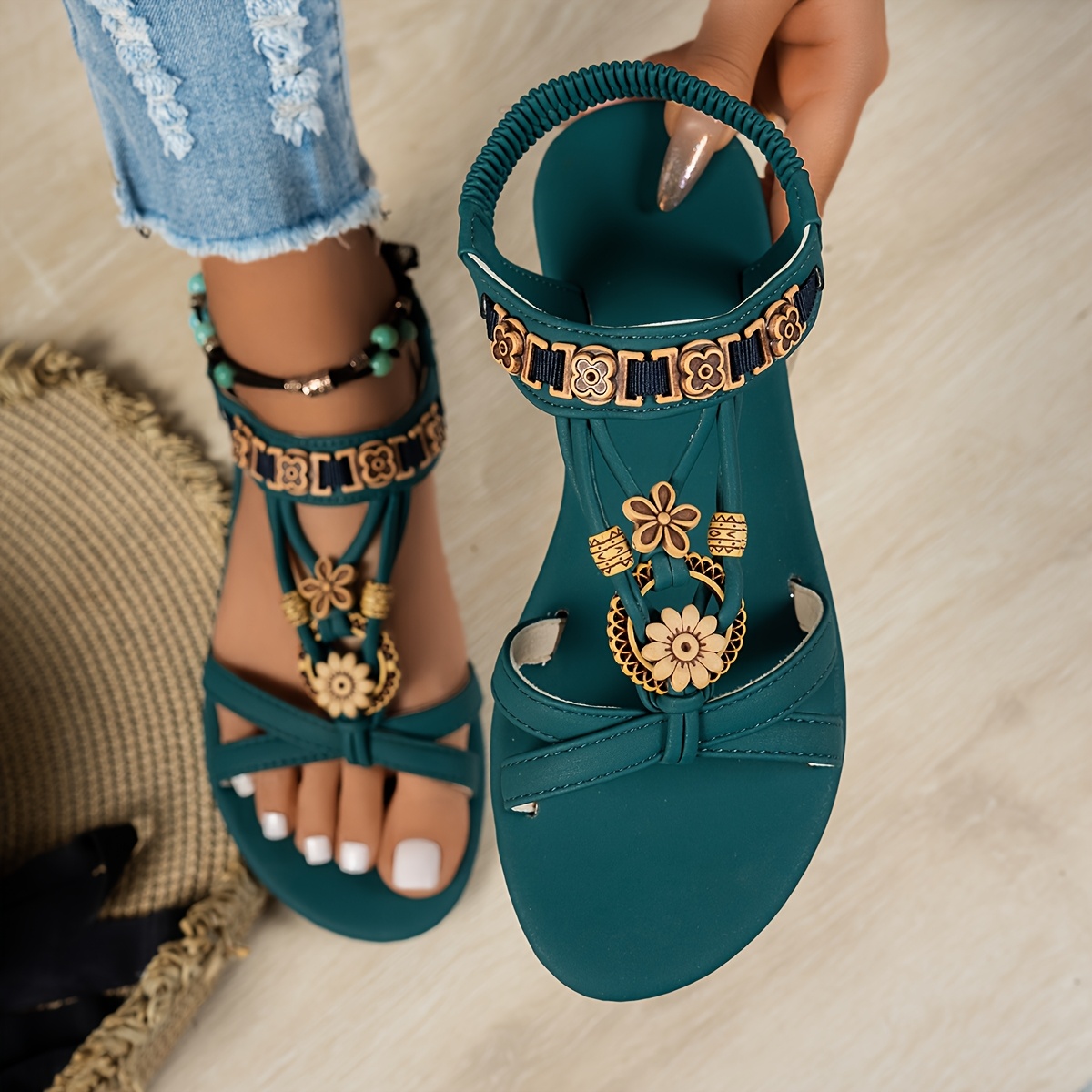 🔥Last Day Promotion 50% OFF - Elegant Rhinestone Butterfly Flat Sandals for Women