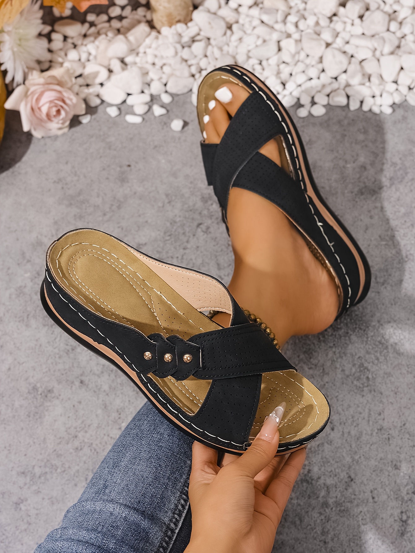 🔥Last Day Promotion 50% OFF - New summer printed mid-heel women's sandals