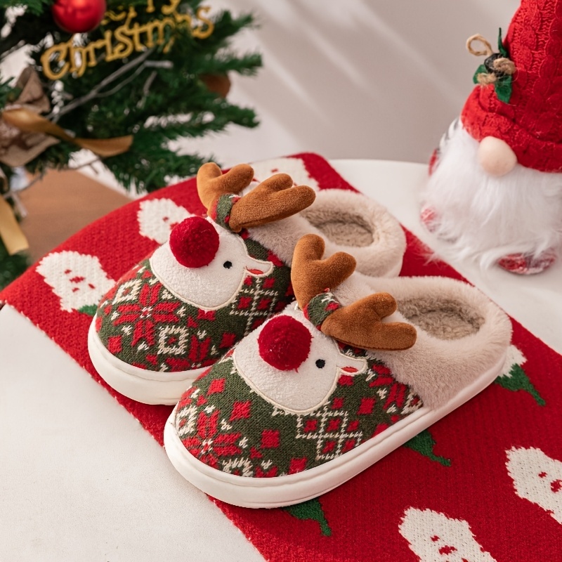 🔥Last Day Promotion 50% OFF - Christmas Reindeer Warm and Comfortable Round-Toe Slippers