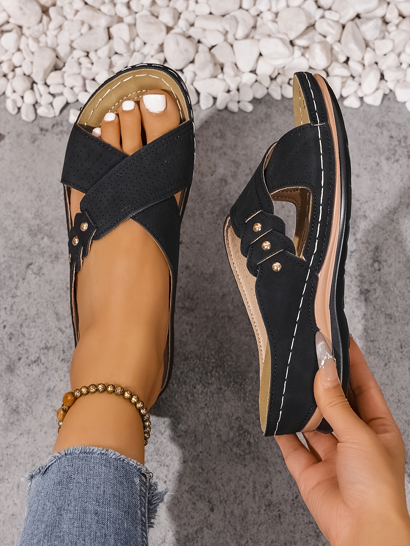 🔥Last Day Promotion 50% OFF - New summer printed mid-heel women's sandals