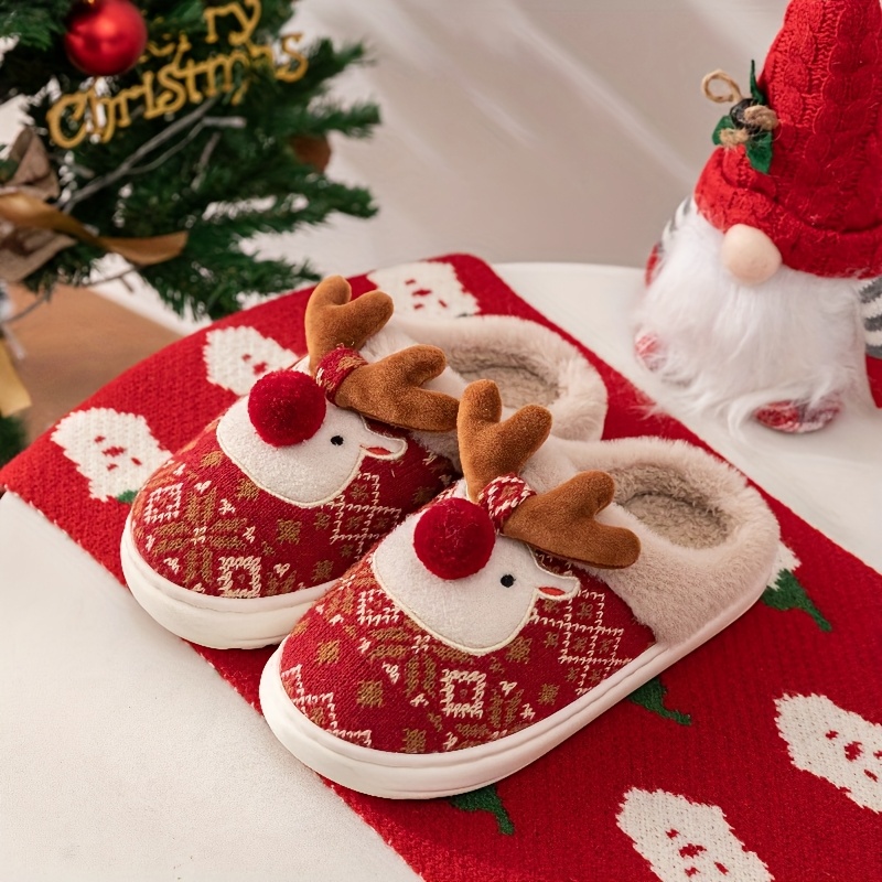 🔥Last Day Promotion 50% OFF - Christmas Reindeer Warm and Comfortable Round-Toe Slippers