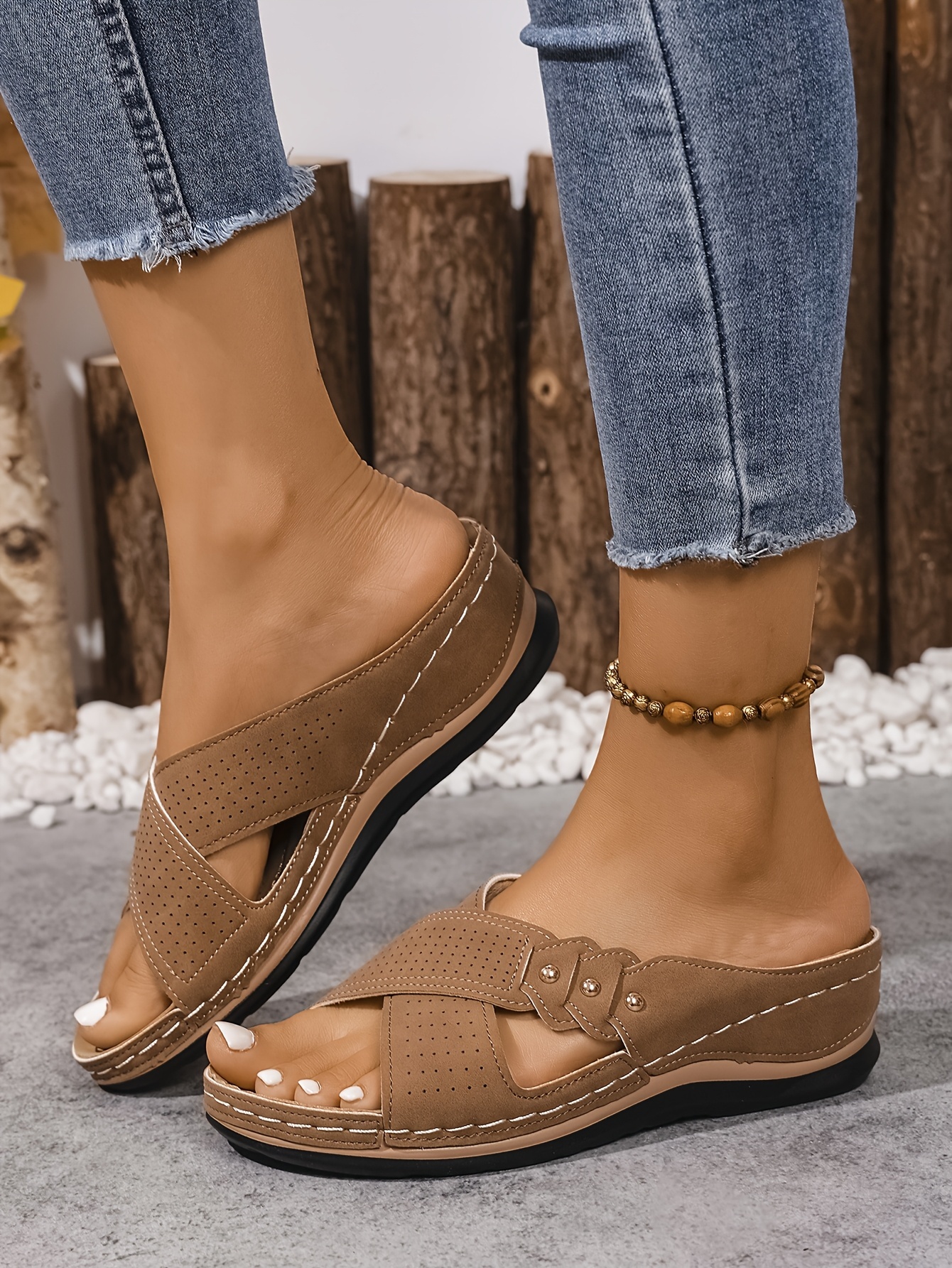 🔥Last Day Promotion 50% OFF - New summer printed mid-heel women's sandals