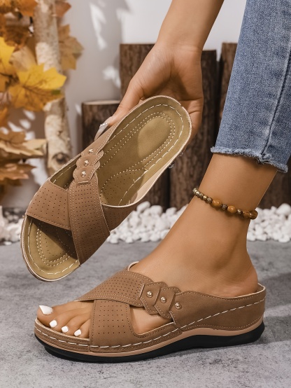 🔥Last Day Promotion 50% OFF - New summer printed mid-heel women's sandals