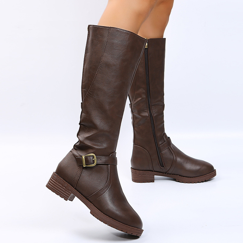 ⏰Last Day! 50% OFF 🔥Zippered low-heeled European and American style riding boots, long women's boots