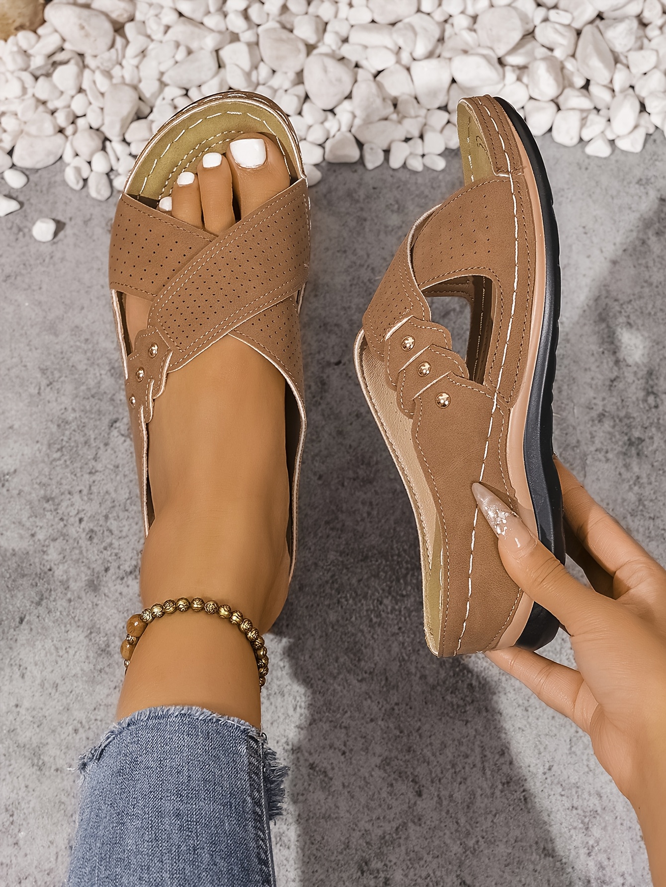 🔥Last Day Promotion 50% OFF - New summer printed mid-heel women's sandals