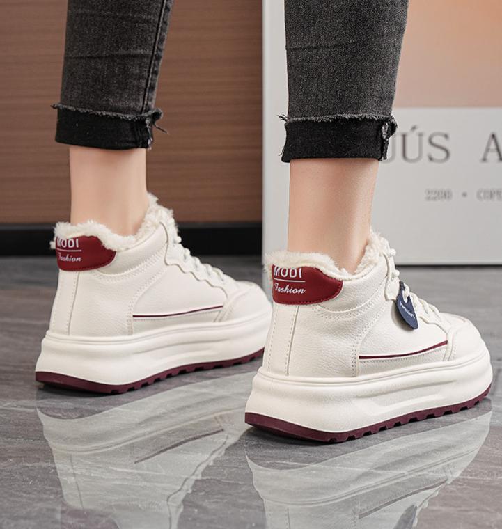 🔥Last Day Promotion 50% OFF --- Women's winter fleece-lined high-top white sneakers