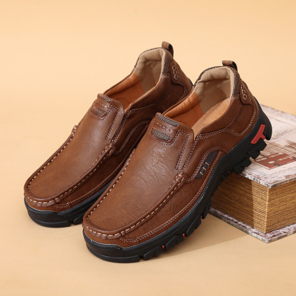 ⏰Last Day! 50% OFF 🔥Men's handmade genuine leather waterproof and non-slip corrective shoes