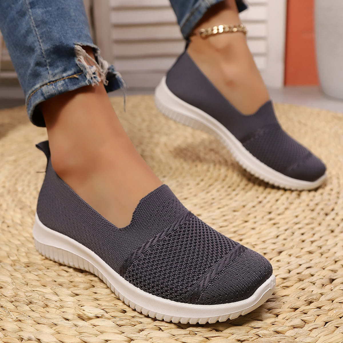 🔥Mega Sale - Buy Now & Save 50% OFF🔥Casual Knit Slip-On Flats – Ultra-Soft Sole, Breathable Everyday Walking Shoes for Women
